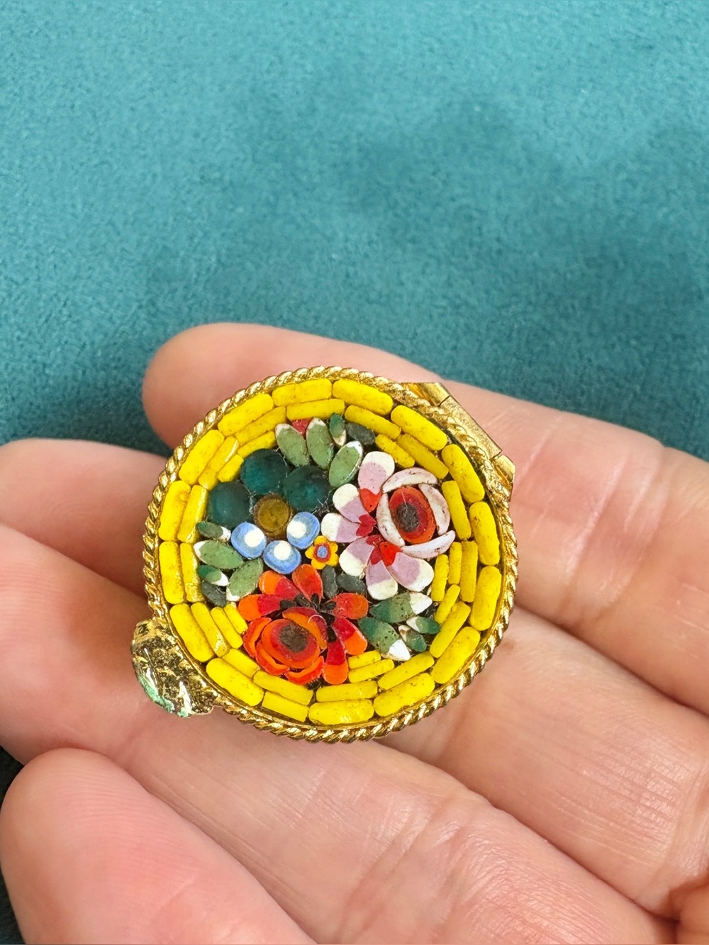 Vintage Micro Mosaic Floral Trinket Box